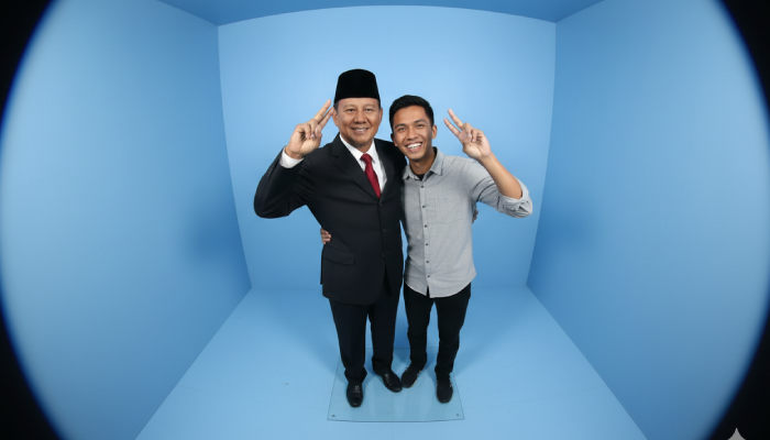 Foto AI miniatur photobox bareng Presiden Prabowo Subianto.