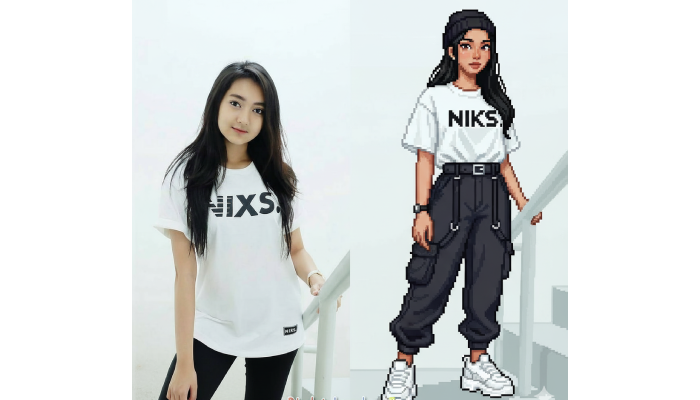 Foto jadi Pixel art pakai Google Gemini.