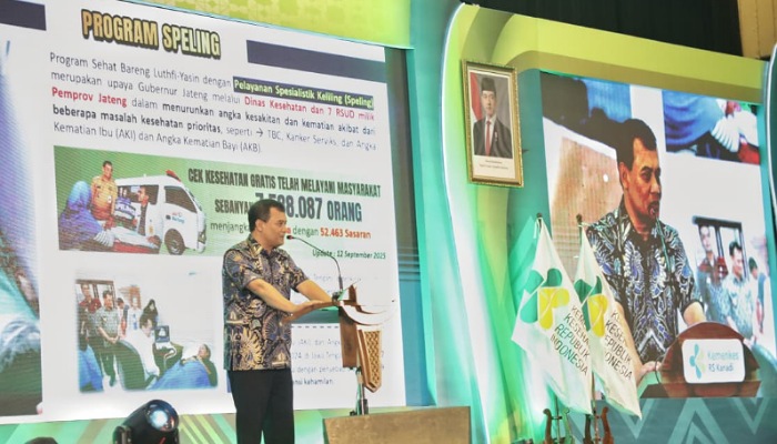 Gubernur Jateng Ahmad Luthfi saat hadir di Simposium Ilmiah 100 Tahun RSUP Dr Kariadi.