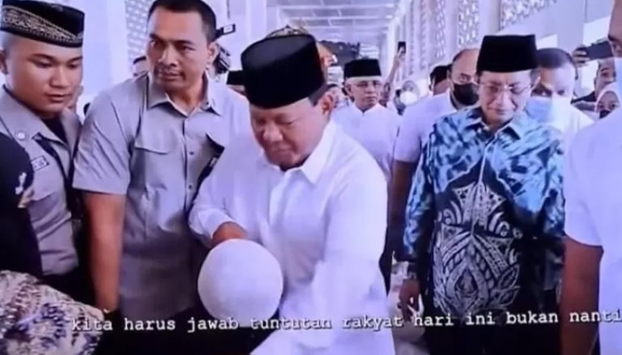 Cuplikan video Prabowo yang tayang di bioskop.