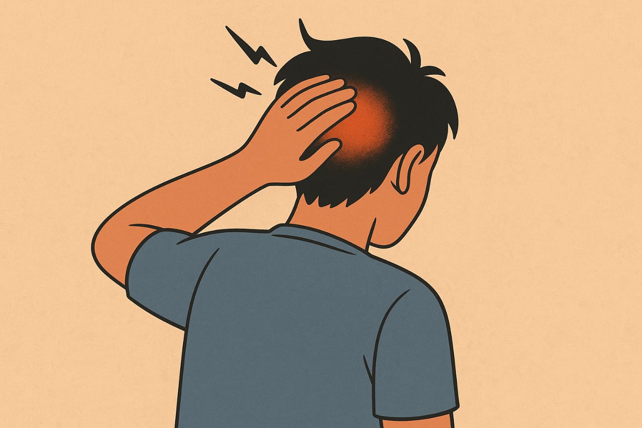 Ilustrasi sakit di kepala bagian belakang