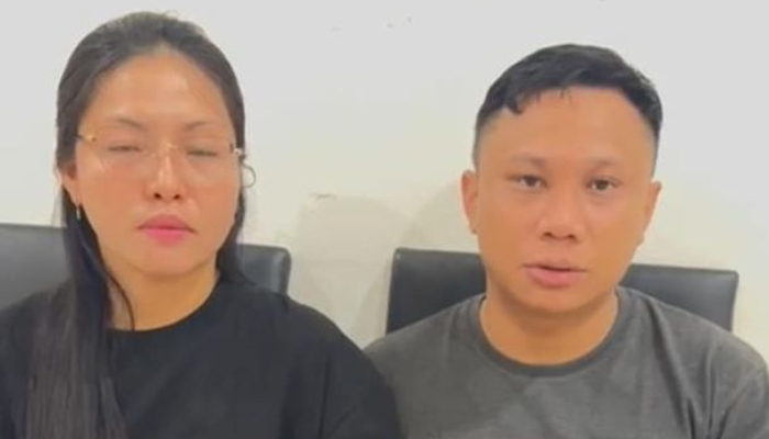 Mega Nusi mendampingi suaminya, Wahyudin Moridu meminta maaf usai viral video akan rampok uang negara.