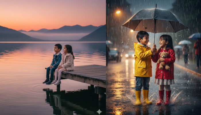 Buat foto berdua bareng kekasih waktu kecil dengan Google Gemini.