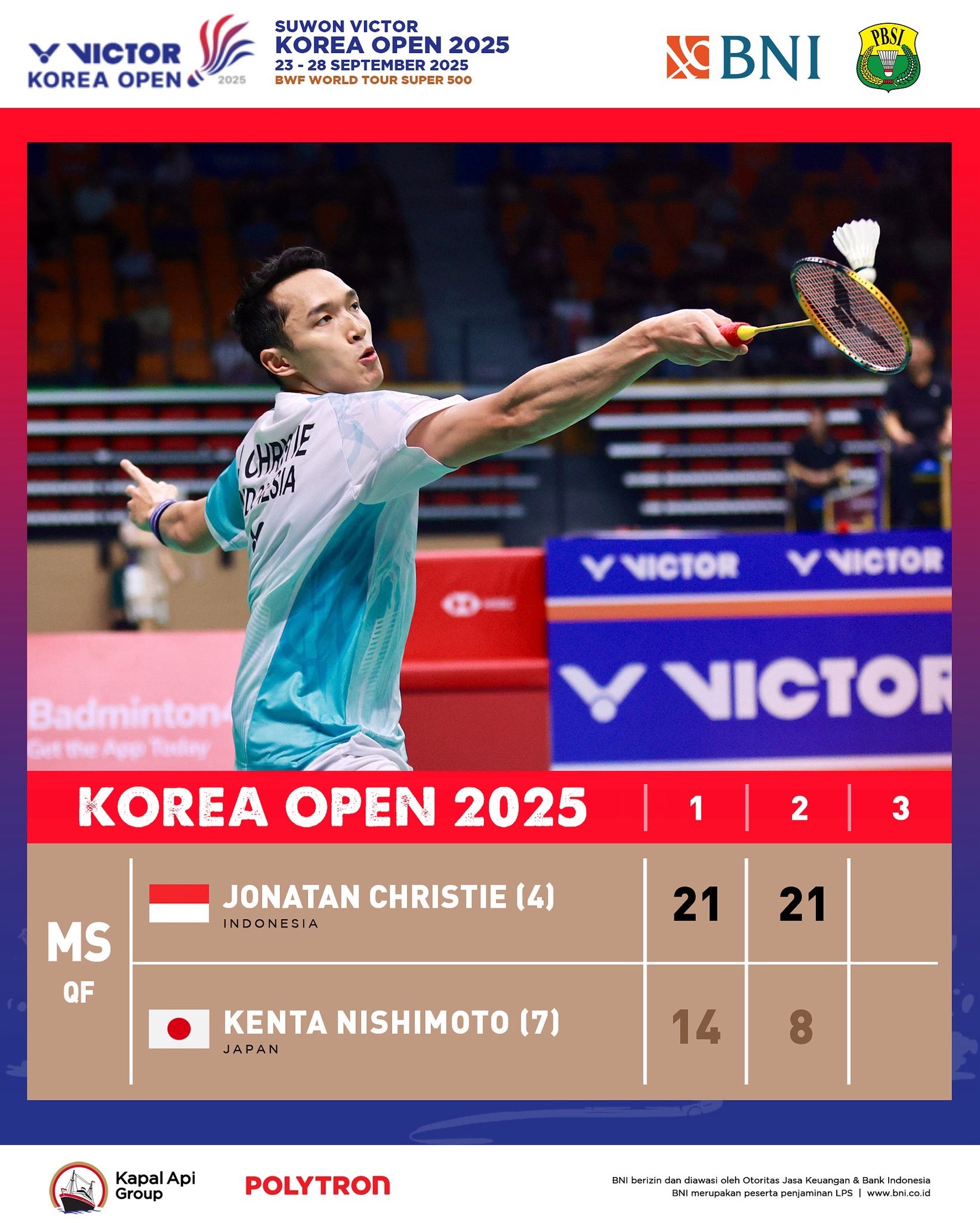 Baru Mulai! Live streaming semifinal Korea Open 2025, minimal satu wakil Indonesia pasti ke final. Jadwal lengkap dan link disini.
