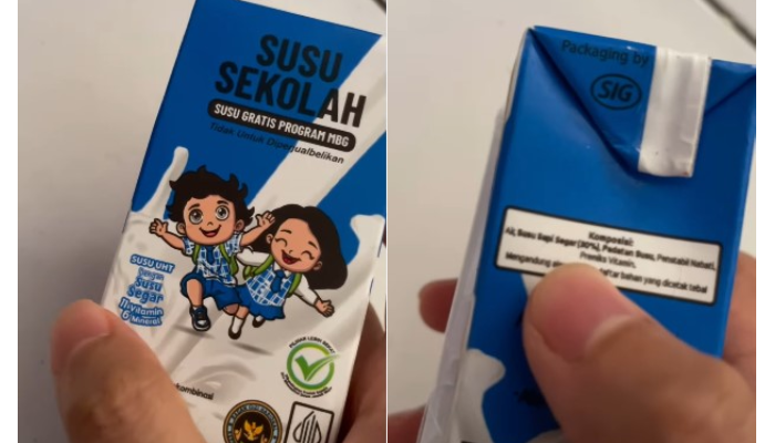 Viral susu MBG hanya 30 persen mengandung susu sapi segar.