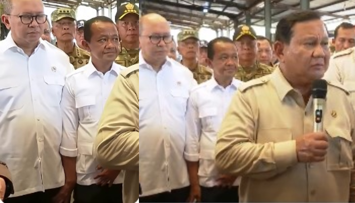 Momen saat Menteri ESDM Bahlil Lahadalia colek paha Menteri Investasi/CEO Danantara Roslan Roeslani di sela-sela arahan Presiden Prabowo.