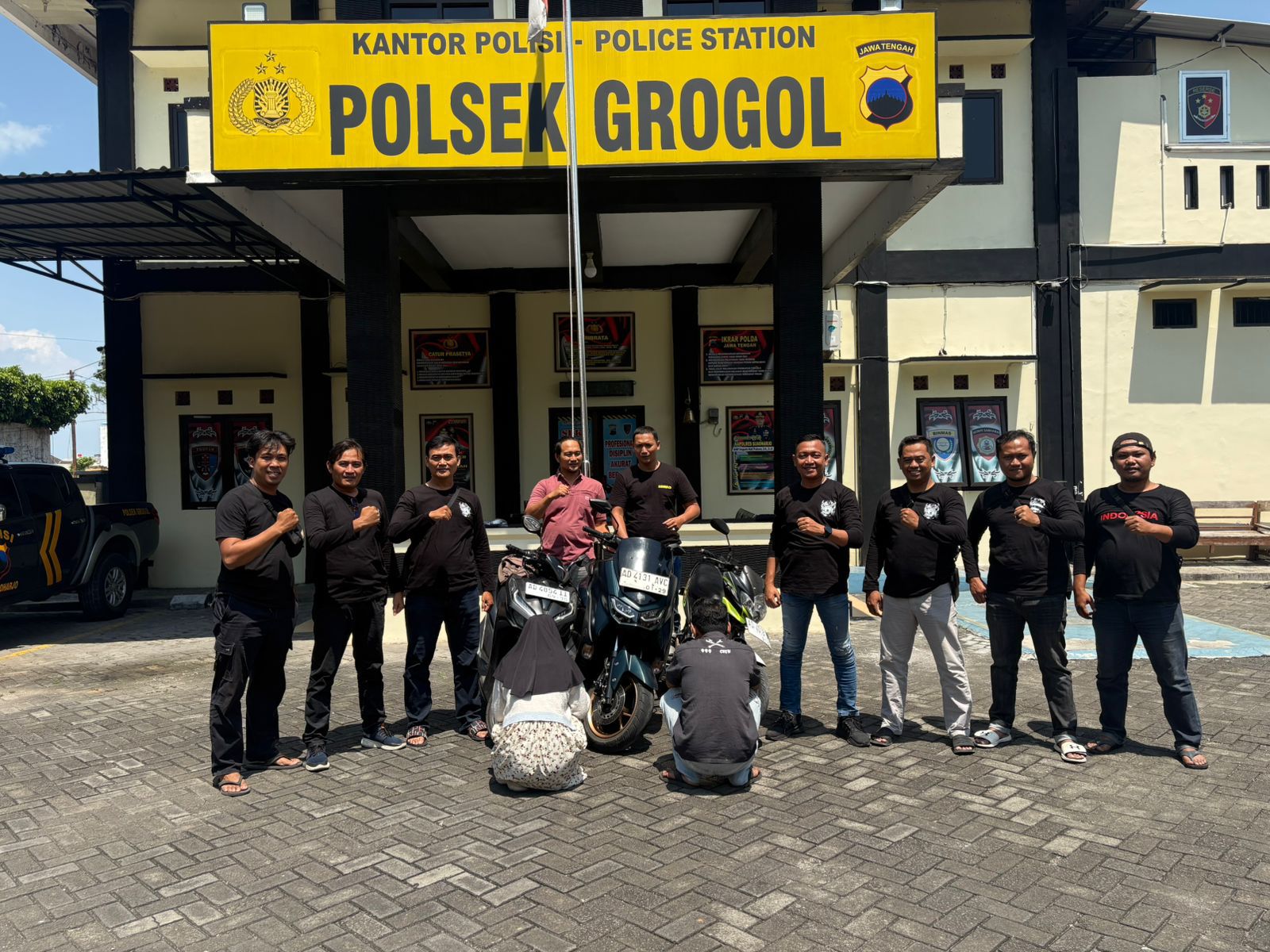 Tersangka curanmor diamankan di Mapolsek Grogol.