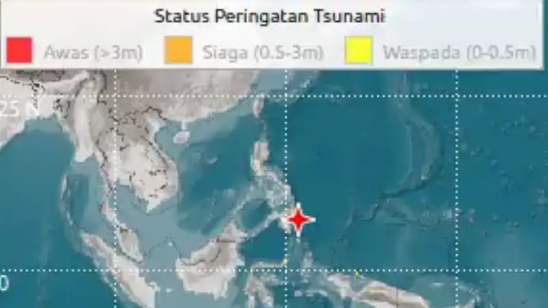 Gempa Magnitugo 7,4 Guncang Filipina, BMKG SampKeluarkan Peringatan Waspada Tsunami di Sulawei Utara dan Papua