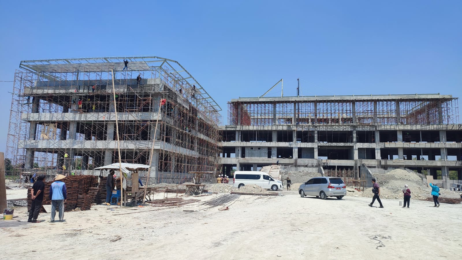 Ilustrasi besi scaffolding atau steger