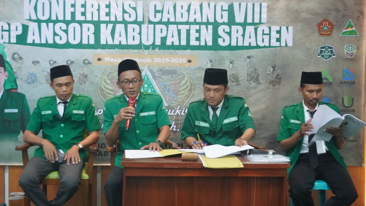 Robby Isnan Abdillah terpilih sebagai Ketua GP Ansor Sragen periode 2025-2029 dalam Konferensi Cabang (Konfercab) yang digelar Sabtu (11/10) di Gedung PCNU Sragen.