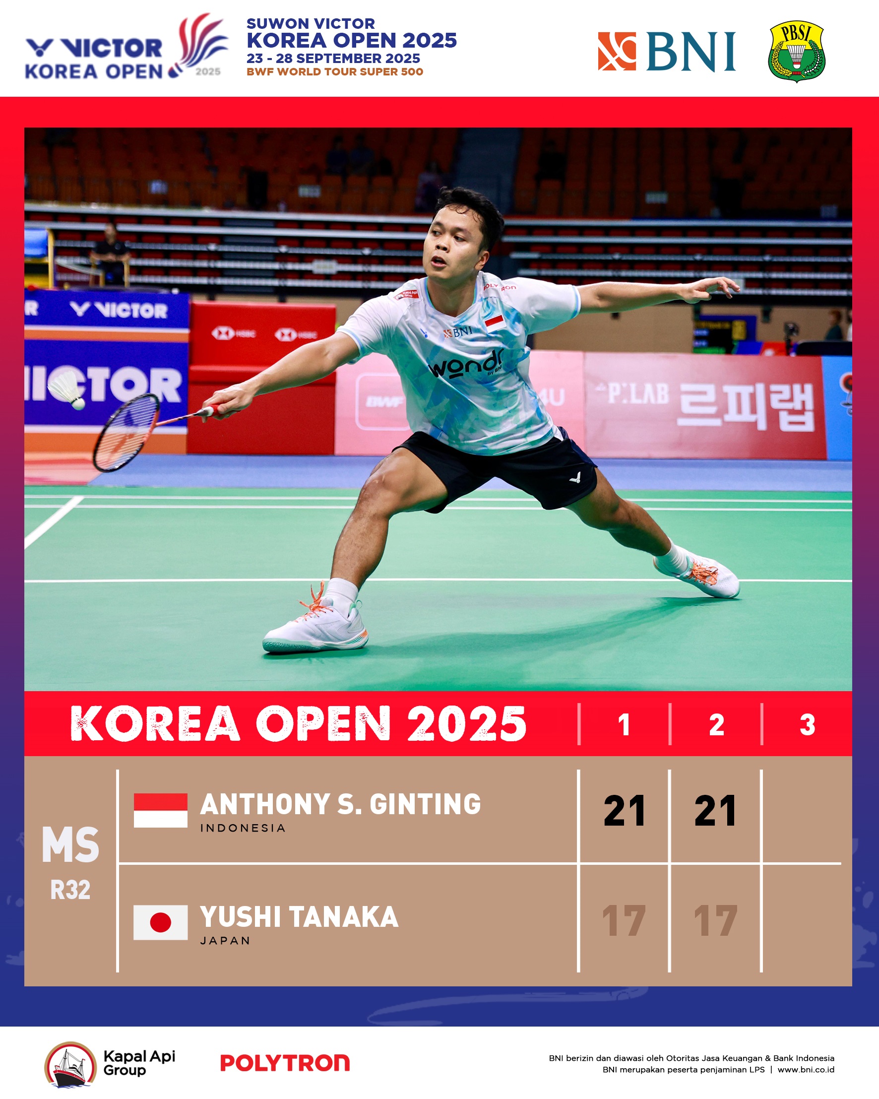 Link live streaming Denmark Open 2025 hari ini, Ginting vs Antonsen. Cek jadwal lengkap wakil Indonesia di Odense!