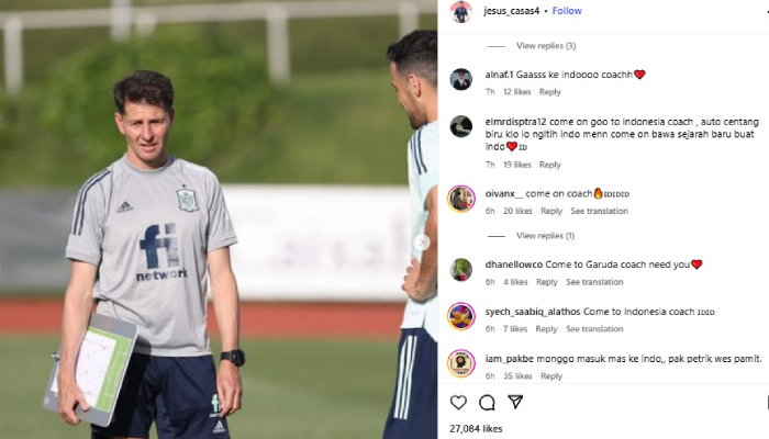 Akun Instagram Jesus Casas dibanjiri komentar netizen Indonesia.