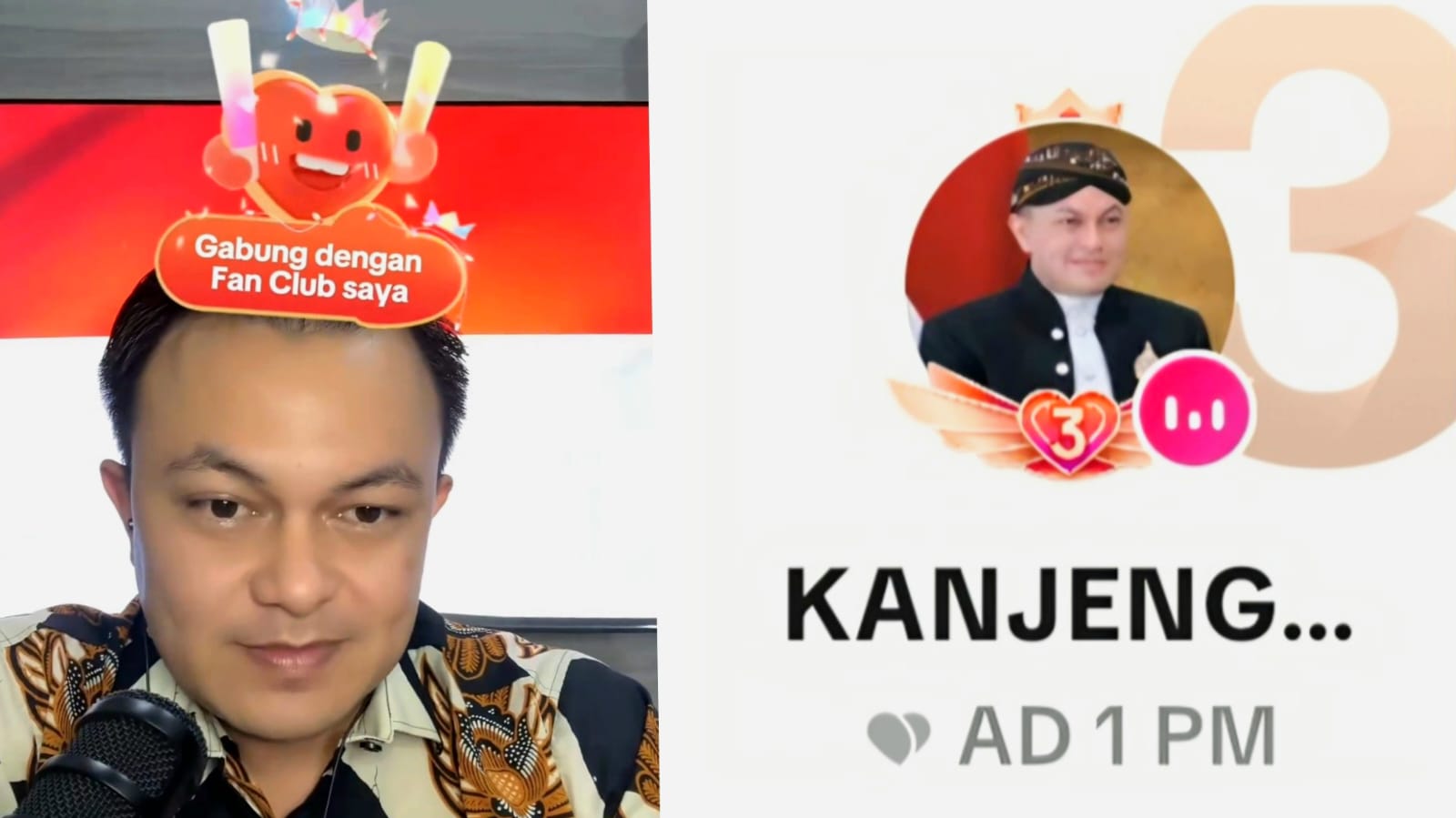 Kanjeng Pangeran Setiawan dengan akun pribadinya @setiawan_ad1pm berhasil menduduki peringkat 3 live populer, Rabu (22/10/2025).