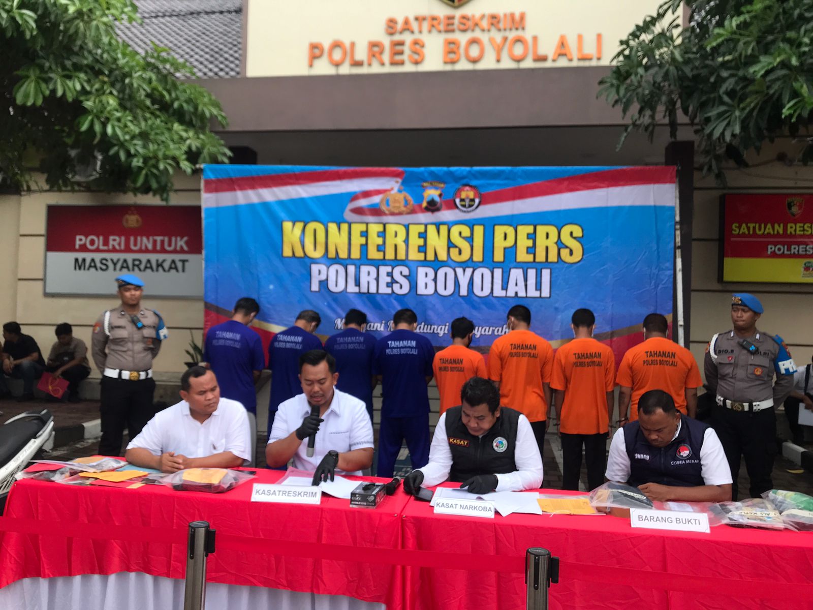 Konferensi pers pengungkapan kasus kejahatan oleh Polres Boyolali, Kamis (23/10/2025).