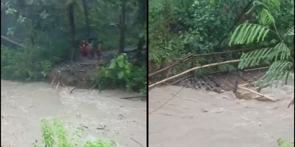 Jembatan darurat di Dukuh Pringjowo, RT 10, RW 04, Desa Krobokan, Kecamatan Juwangi yang hanyut disapu banjir.