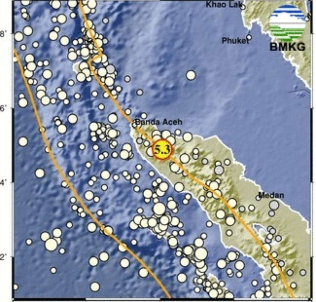 Gempa Aceh hari ini berkekuatan M 5,3 mengguncang Pidie Jaya, Aceh pagi ini, BMKG pastikan tidak berpotensi tsunami.