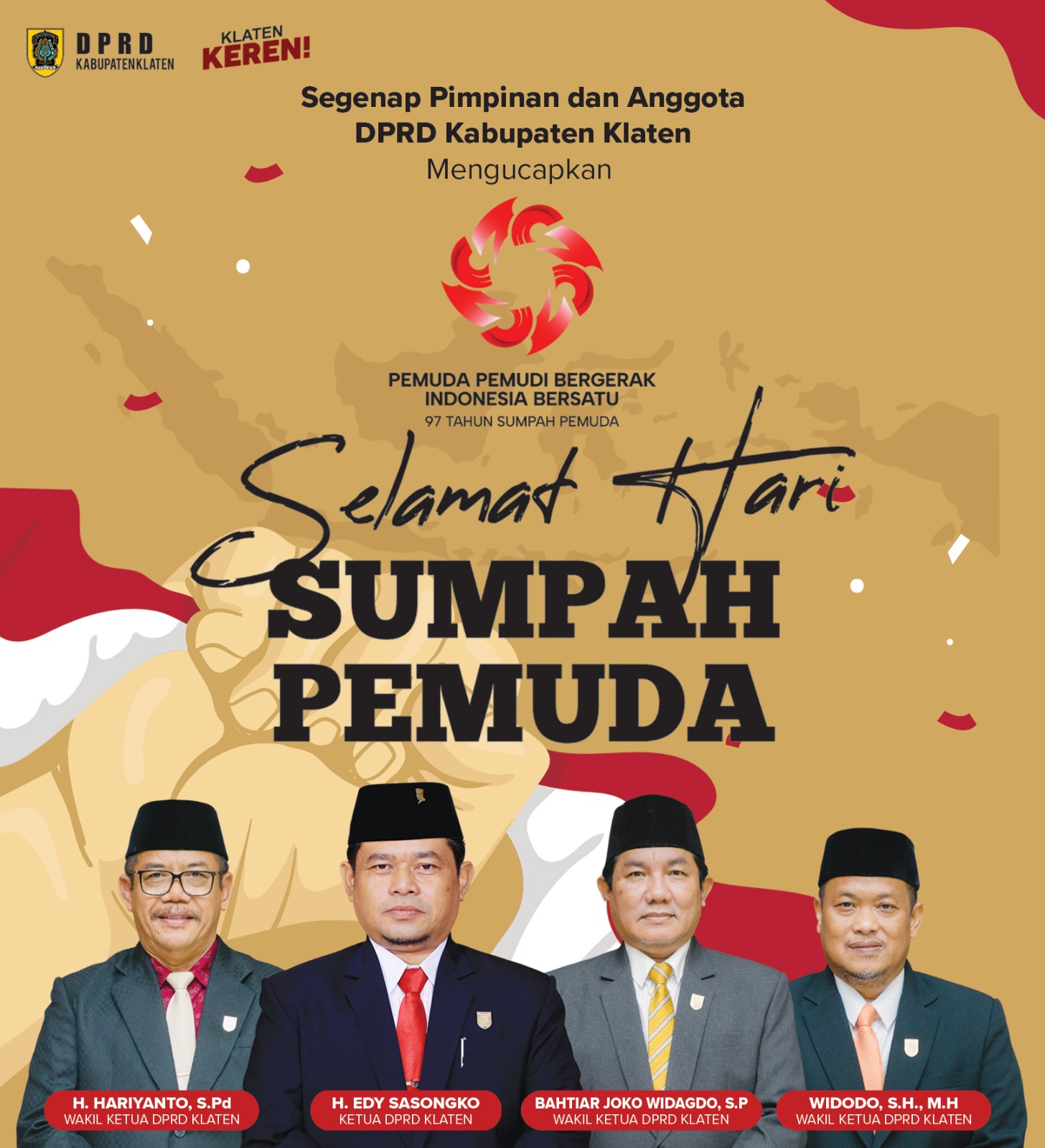 Segenap Pimpinan dan Anggota DPRD Kabupaten Klaten Edy Mengucapkan Selamat Hari Sumpah Pemuda