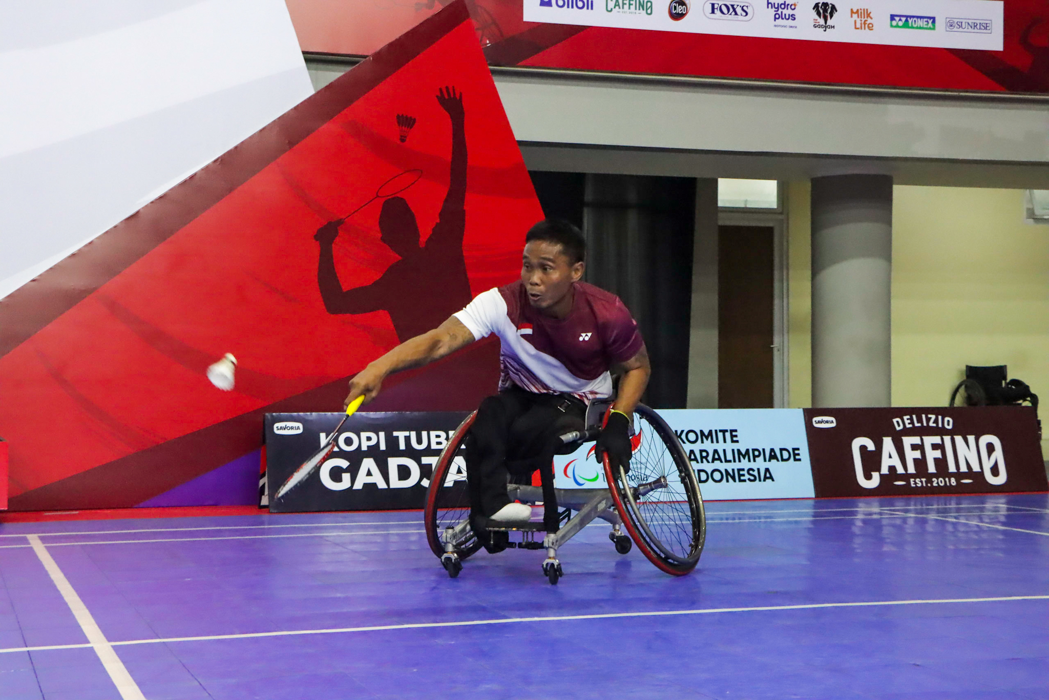 FOKUS: Salah satu peserta Indonesia Para Badminton International 2025 di GOR Indoor Manahan,&nbsp;Rabu (29/10).