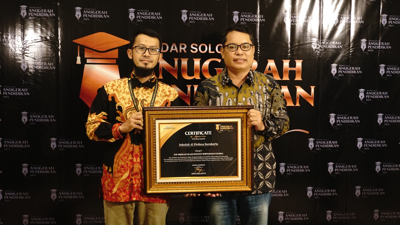 Al Firdaus Raih Penghargaan Top Sekolah Islam Inovatif Berwawasan Global Radar Solo &ndash; Jawa Pos Tahun 2025