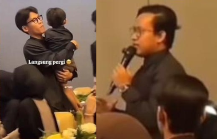 Momen Na Daehoon tinggalkan lokasi kajian sambil gendong anaknya, saat seorang konten kreator singgung soal perceraian.