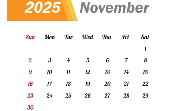 Kalender bulan November 2025.