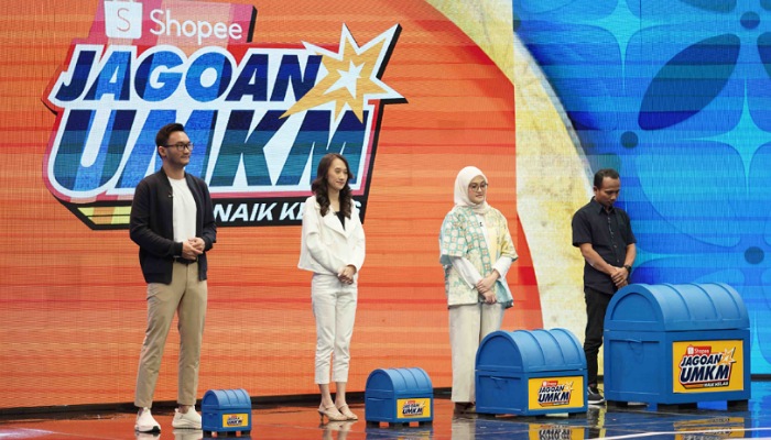 Empat finalis  Shopee Jagoan UMKM Naik Kelas Annisa (DS Modest), Fuat (Aveka), Yudiana (homLiv), dan Micheal (Maritim Bag Indonesia).