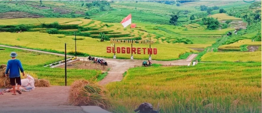 Lahan pertanian di Desa Slogoretno selain berfungsi untuk ketahanan pangan juga tempat rekreasi alam. (Dok. Desa Slogoretno)