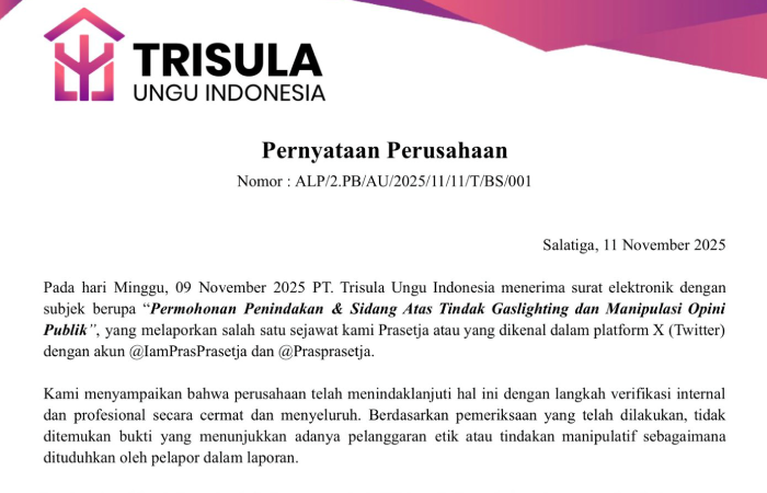 Pernyataan PT Trisula Ungu Indonesia usai pegawainya mendapat serangan email dari oknum ARMY BTS.