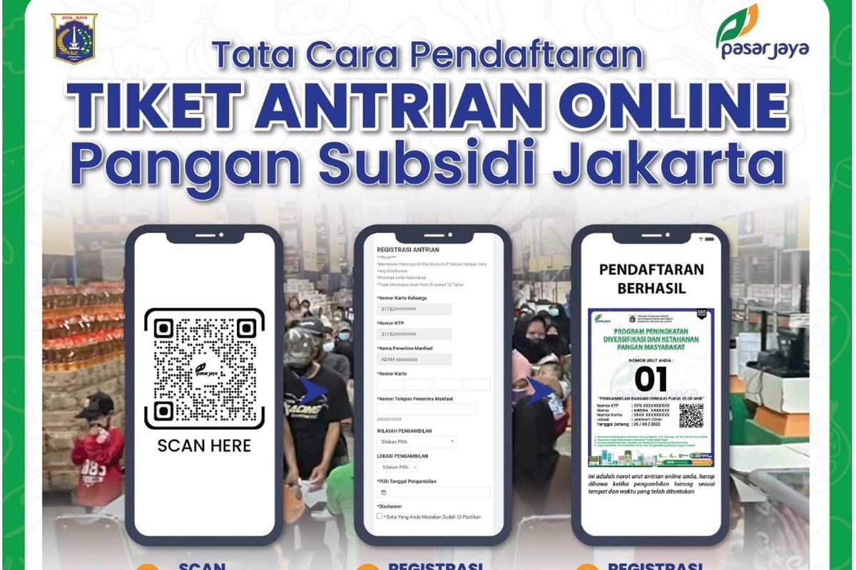 Cara daftar tiket antrean pangan bersubsidi 2025 di website antrianpanganbersubsidi.pasarjaya.co.id. Antrian KJP.