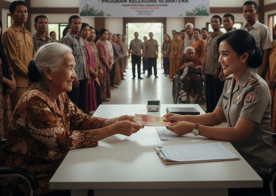 Ilustrasi distribusi Bansos kepada warga yang berhak menerima.