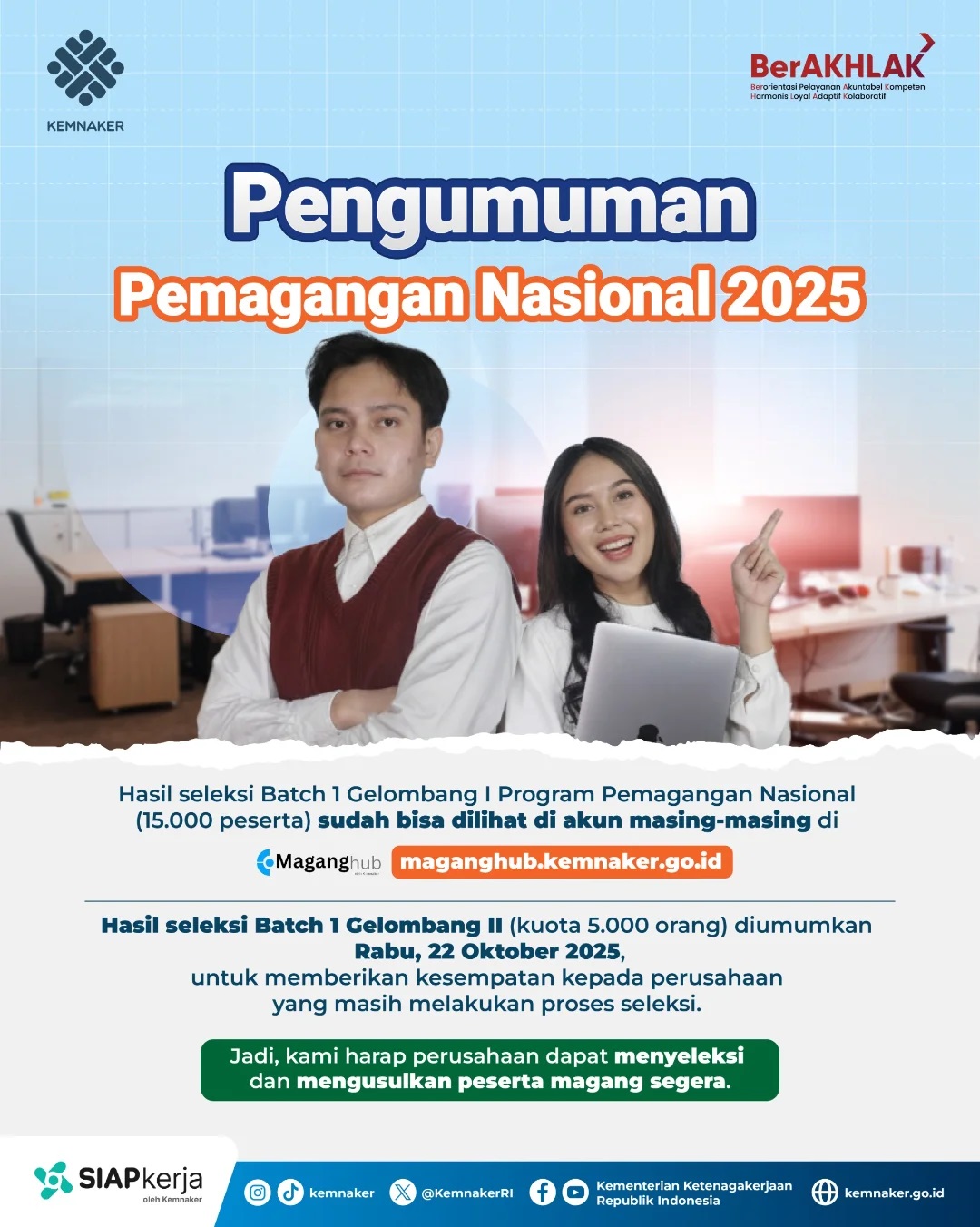 Pengumuman Magang Nasional Batch 2 Kemnaker Segera Rilis, Simak Link dan Cara Cek Hasil Seleksinya di Sini
