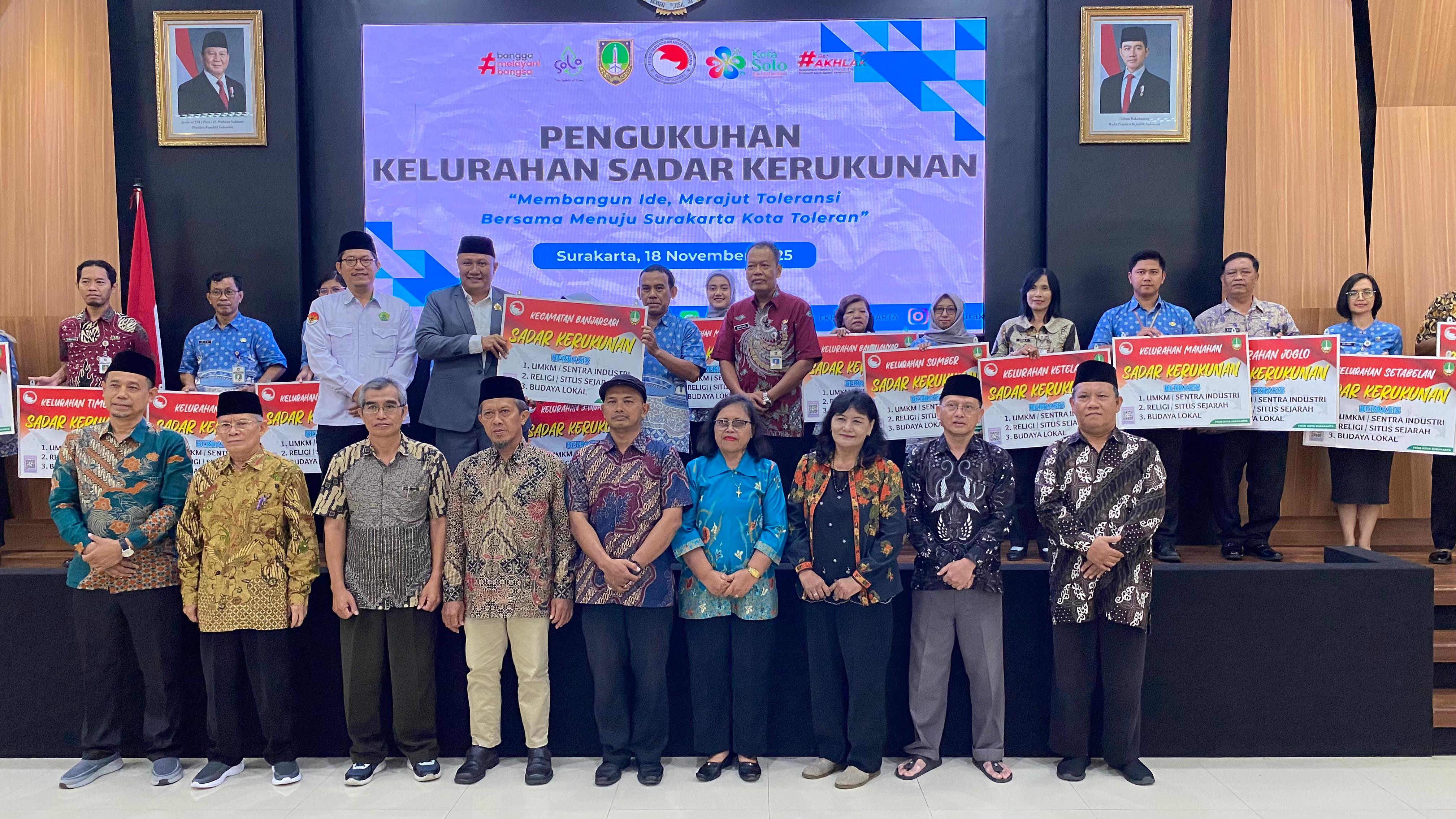 SIMBOLIS: Peresmian program Kelurahan Sadar Kerukunan oleh FKUB Kota Solo, Selasa (18/11).