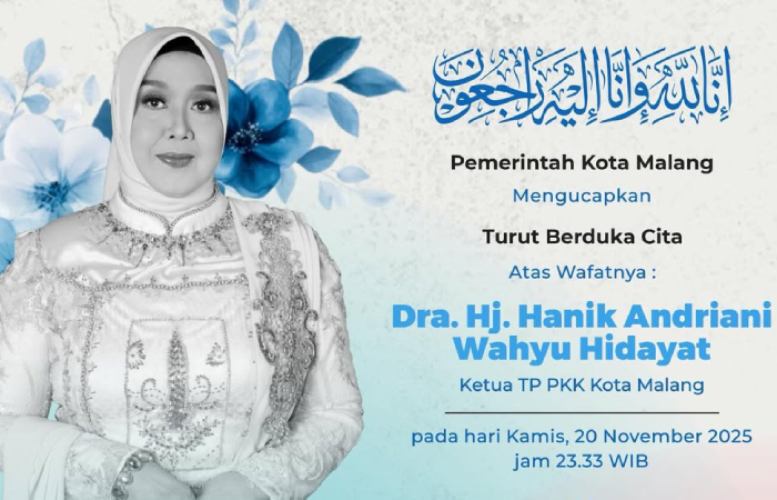 Hanik Andriani Wahyu Hidayat, istri Wali Kota Malang Wahyu Hidayat, meninggal pada Kamis (20/11/2025) malam.