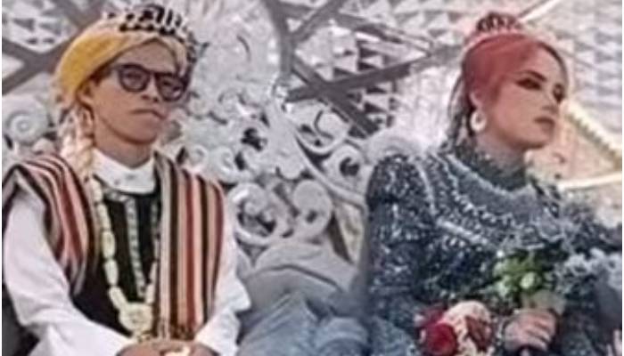 Penampilan nyentrik Ning Robwah saat nikah dengan Gus Kafin viral di medsos.