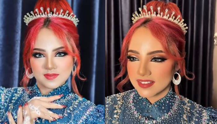 Penampilan Ning Robwah saat menikah dengan gaya ala princess.