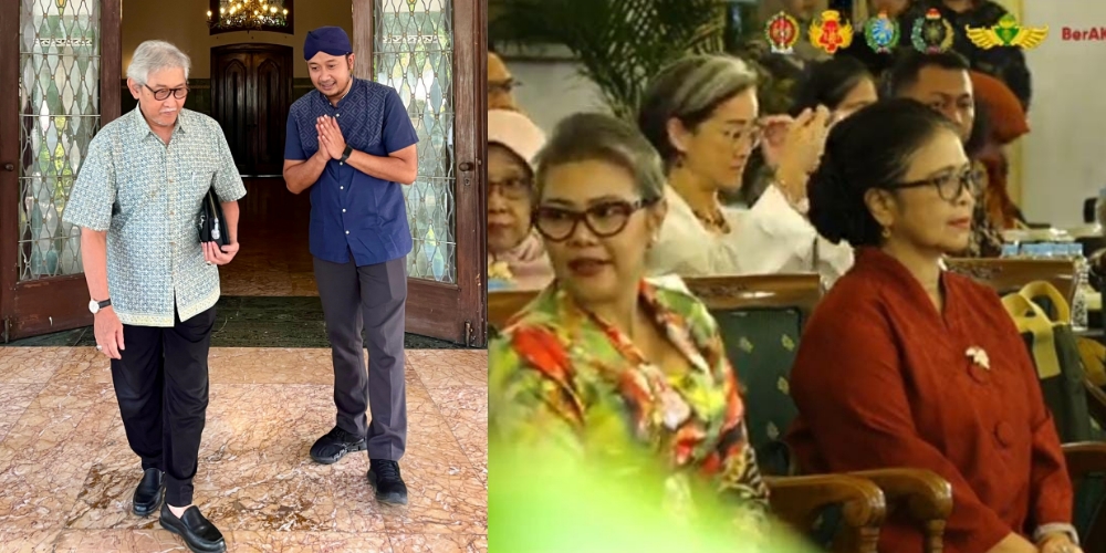 Mahamenteri Tedjowulan dan KGPH Hangabehi di rumah dinas walikota Loji Gandrung, foto kanan GKR Panembahan Timoer hadiri Catur Sagatra di Bangsal Kepatihan, Kompleks Kantor Gubernur DIY.