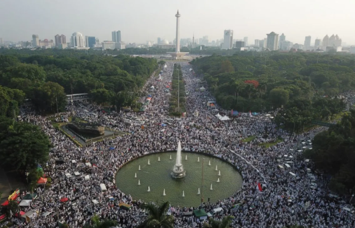 Ilustrasi Reuni 212 yang digelar di Monas.