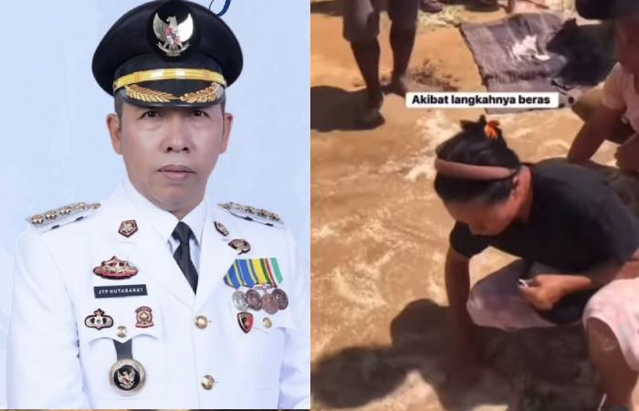 Bupati Tapanuli Utara Jonius Taripar Parsaoran minta maaf usai viral warga korban banjir punguti beras bantuan yang berceceran setelah dilempar dari helikopter.
