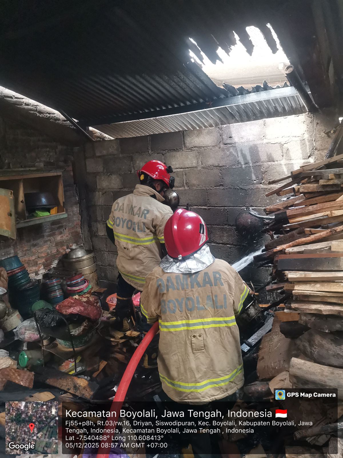 Dapur rumah warga Dukuh Bakungan, RT 03, RW 16, Kelurahan Siswodipuran, Boyolali, terbakar, Jumat (5/12/2025)