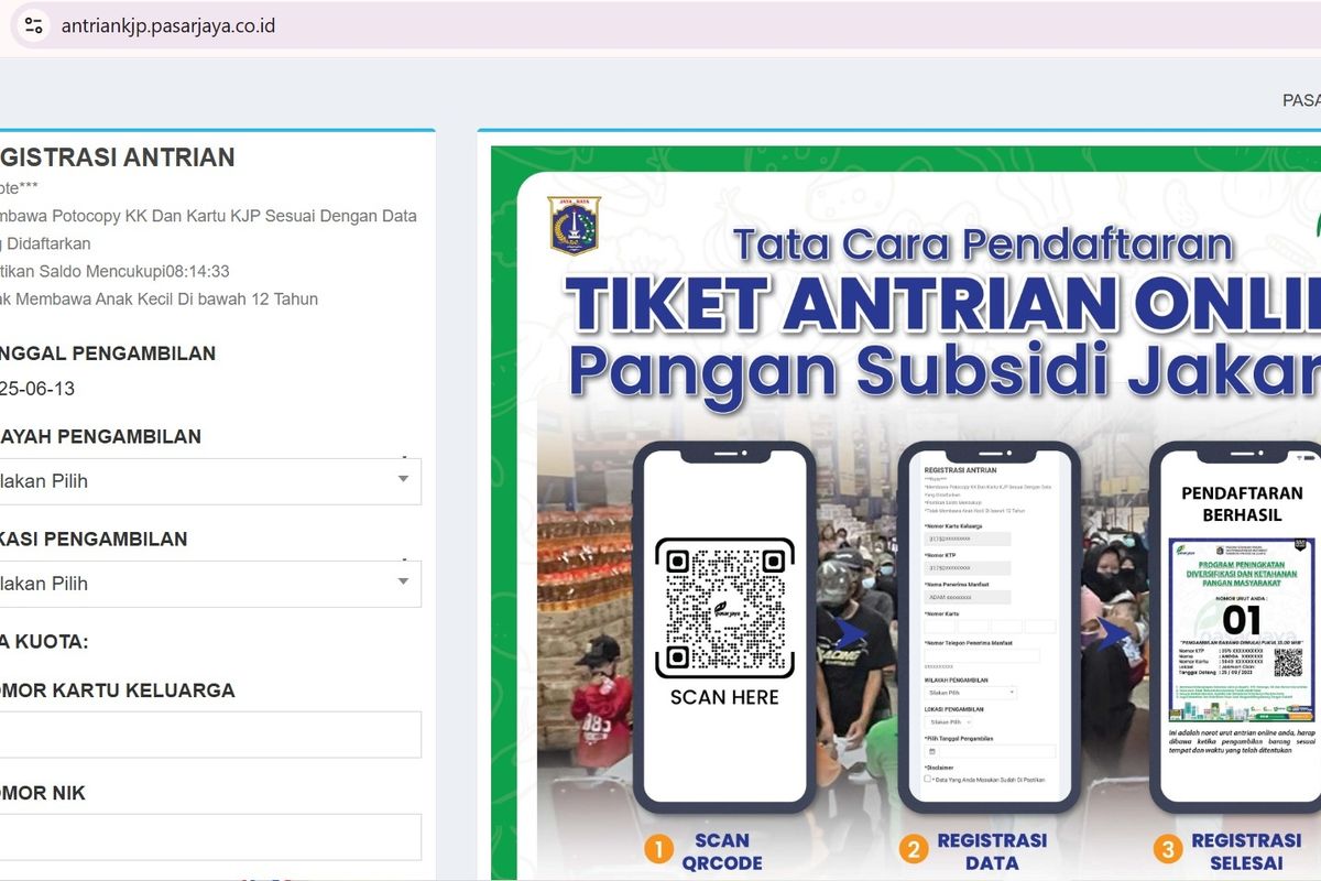 Cara Daftar Antrian KJP Pasar Jaya 2025 Online: Cek Tiket, Jadwal, dan Ambil Sembako Subsidi