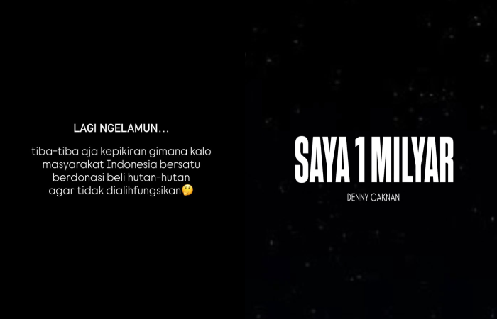 Denny Caknan siap urunan untuk ide Pandawara Group terkait beli hutan di Indonesia agar tak dialihfungsikan.