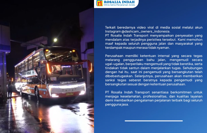 Rosalia Indah sampaikan sanksi tegas kepada sopir bus yang viral ugal-ugalan di Tol Trans Jawa.