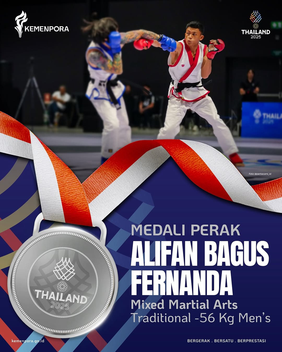 Atlet asal Bulakan, Sukoharjo Alifan Bagus Fernanda (kanan) tampil di Sea Games 2025 Thailand.