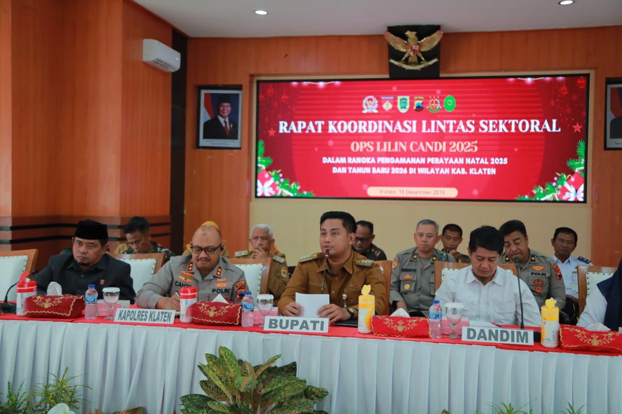 Rakor lintas sektoral Operasi Lilin Candi 2025 di Mapolres Klaten. (Angga Purenda/Radar Solo)