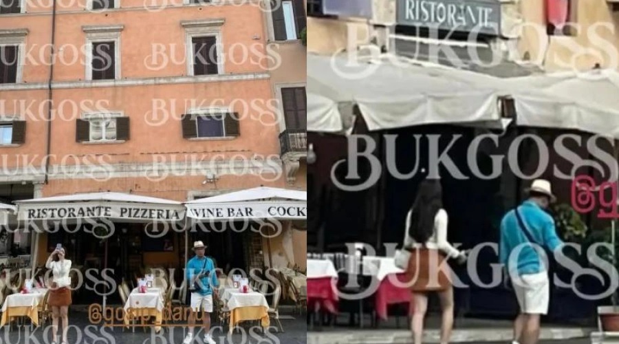 Akun @gosip_danu membagikan foto lama yang disebut-sebut menampilkan Ridwan Kamil dan Aura Kasih berada di lokasi yang sama di luar negeri.