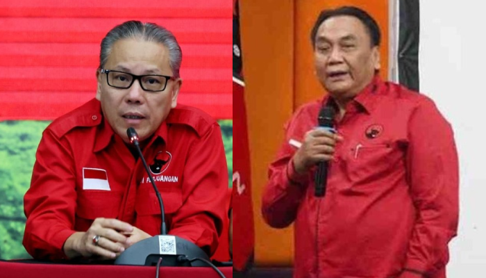Ketua DPD PDIP Jateng yang baru saja dilantik Dolfie Othniel Frederic Palit (kiri). Bambang Pacul (kanan).