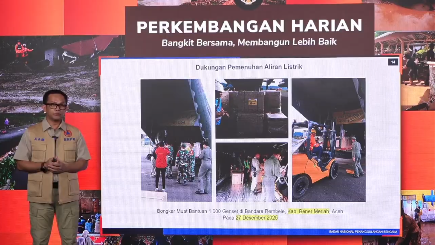 Kementerian ESDM mengirimkan bantuan berupa 1.000 unit genset bagi masyarakat yang terdampak bencana banjir bandang di Sumatra Utara (Sumut), Aceh, dan Sumatra Barat (Sumbar).