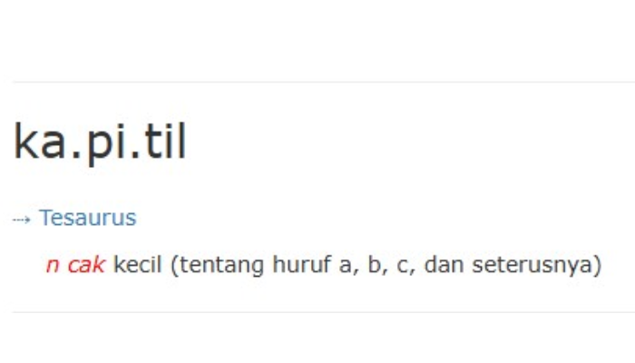 Kata kapitil resmi masuk KBBI.