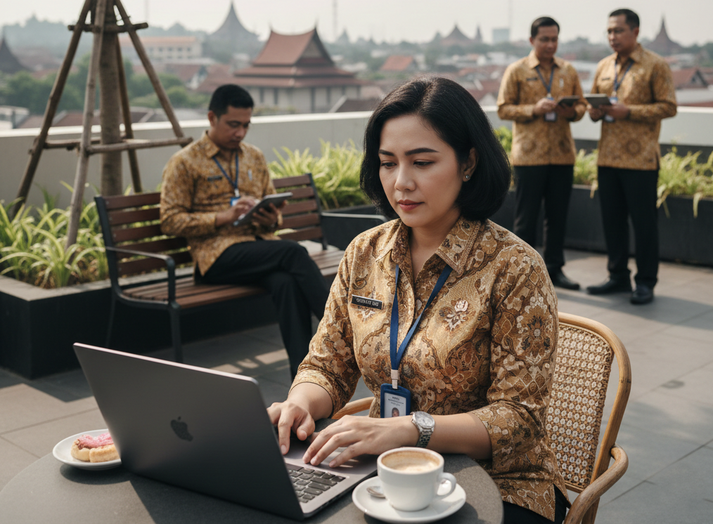 Ilustrasi ASN yang work form anywhere (WFA).