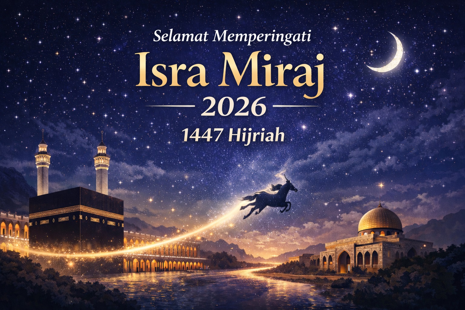 Kumpulan Ucapan Isra Miraj 2026 penuh makna dan inspirasi untuk memperingati 27 Rajab 1447 H, cocok dibagikan di media sosial.